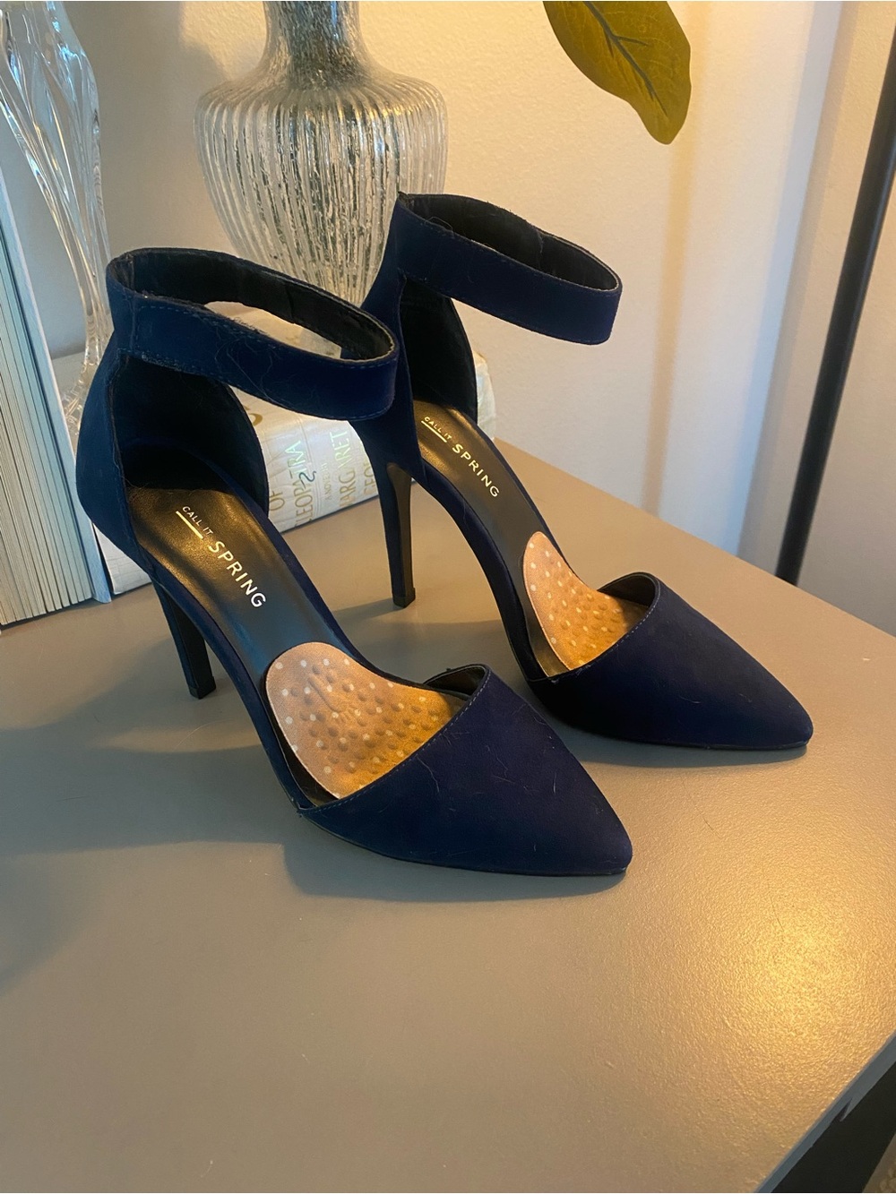 Call It Spring Dark Navy Pointed Toe Ankle-Strap Heels/NWOT